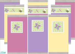 Sims 2 — Bugaboos- a set of 9 walls by kristiemi — A set of nine walls in shades of bananna, grape, and pink taffy One