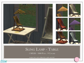 Sims 2 — Sling Table Lamp by DOT — Sling Table Lamp. 1 Mesh plus recolors. Sims2 by DOT of The Sims Resource. 