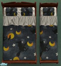 Sims 2 — Halloween 2008 Bedding - Witch Way by Riverwillows — Ghoulishly fun bedding, perfect for the Halloween season.