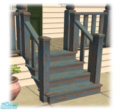 Sims 2 — Bourbon St: Wood Steps Blue Worn - Mesh by Shakeshaft — Part of a set of Wooden Steps and Porch Railings to