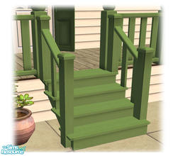 Sims 2 — Bourbon St: Wood Steps Green - Mesh by Shakeshaft — Part of a set of Wooden Steps and Porch Railings to match my