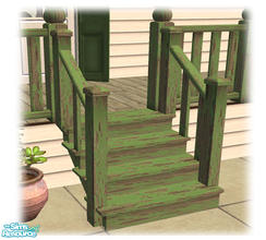 Sims 2 — Bourbon St: Wood Steps Green Worn - Mesh by Shakeshaft — Part of a set of Wooden Steps and Porch Railings to