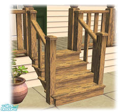 Sims 2 — Bourbon St: Wood Steps Pine Worn - Mesh by Shakeshaft — Part of a set of Wooden Steps and Porch Railings to
