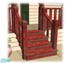 Sims 2 — Bourbon St: Wood Steps Red Worn - Mesh by Shakeshaft — Part of a set of Wooden Steps and Porch Railings to match