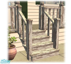 Sims 2 — Bourbon St: Wood Steps White Worn - Mesh by Shakeshaft — Part of a set of Wooden Steps and Porch Railings to