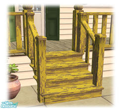 Sims 2 — Bourbon St: Wood Steps Yellow Worn - Mesh by Shakeshaft — Part of a set of Wooden Steps and Porch Railings to