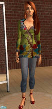 Sims 2 — Kimono Velvet Tunic by SIMplyCurvy — A gorgeous, rich floral velvet tunic worn over skinny jeans and heels. For
