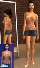 Sims 2 — Curvy Nude Sequins and Denim by SIMplyCurvy — For the curvy Sim, a nude tone sequin strapless top with a denim