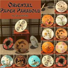 Sims 2 — Oriental Paper Parasols by Simaddict99 — Decorate with these hand-painted, paper parasols and add a touch of