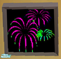 Sims 2 — Animated New Year's Fireworks 2 by Simaddict99 — Have your Sims celebrate with this animated wall display. mesh