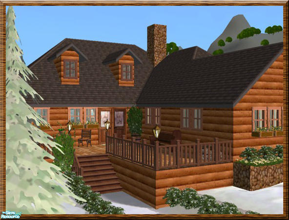 Sims 2 — Winter Woodland 2 by Pinecat — Let it snow! Your family will stay warm & cozy in this beautiful log home.