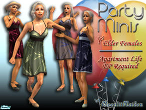 Sims 2 — AL Party Minis for Elder Females by moonlitmaiden — Tired of few decent clothes for elders? Expand your older