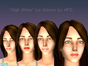 Sims 2 — "High Shine" Lip Colours by Hellfrozeover — Realistic, smooth and shiney finish. Comes in Scarlett,