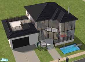 Sims 2 — Crystal Couples Starter 3 by Simaddict99 — A foundation home with attached garage and sunken livingroom. At just