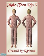 Sims 2 — Teen Rust Stripe PJ's by Raveena — Male teen rust-striped PJ's.