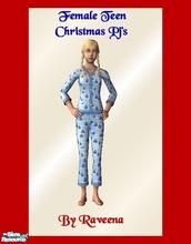 Sims 2 — Female Teen 2 - Christmas PJ's by Raveena — Blue Christmas trees PJ's for your female teen at Christmas time.