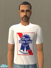 Sims 2 — Pure White Trash T-shirt by SimTim420 — White parody t-shirt bearing what looks like a Pabst label. Look closer