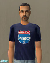 Sims 2 — Highway 420 T-shirt by SimTim420 — Blue t-shirt bearing the Highway 420 logo.