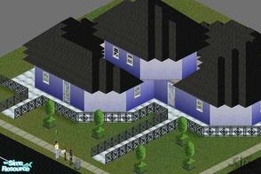 Sims 1 — Geometric Blue House by Alimatt — Furnished, this blue house is suitable for 2 adults and a maximum of one