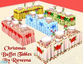 Sims 2 — Christmas Buffet Tables by Raveena — Very festive buffet tables for Christmas time.