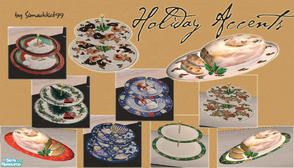 Sims 2 — Holiday Accents by Simaddict99 — Decorative Stollen/Christmas Bread and Cookie Platters. 2 new meshes included.