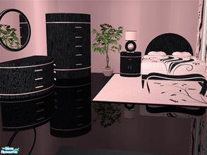 Sims 2 — Simple Bedroom Black by detimgi — Black and pink recolor of the Simple Bedroom.