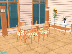 Sims 2 — Lacey Wood Dining by detimgi — Beechwood recolor of the Lacey Patio dining set
