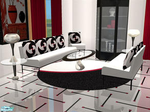 Sims 2 — Ricca Noir by detimgi — A recolor of the Ricca living set in gray,black and red