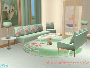 Sims 2 — Ricca Living by detimgi — Living room set containing 8 new meshes and 2 recolors.The painting is a recolor of