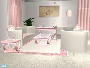 Sims 2 — Spell Living Pink by detimgi — A pink and white recolor of the Spell living room