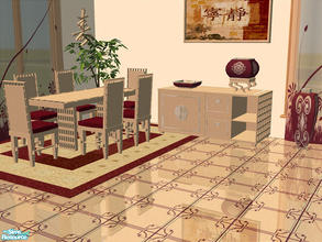 Sims 2 — Melu Dining 2 by detimgi — Recolor of the Melu Dining Room in maple wood and burgundy