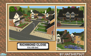 Sims 2 — Richmond Close by hatshepsut — A quiet suburban cul-de-sac in a nice area comprising 3 detached and 1 pair of