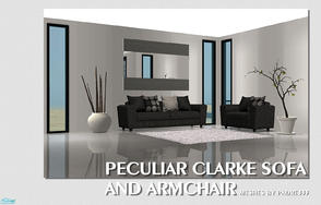 Sims 2 — Peculiar Clarke Sofa and Chair by Padre — A simple 3 seater with 1 seater in charcoal fabric. Items made using