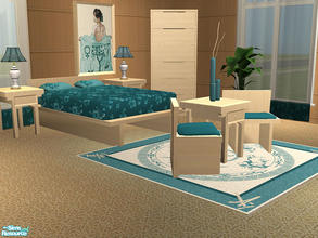 Sims 2 — Hibiscus bedroom by detimgi — This recolor set is a mish mash of meshes from several artists.Bedframe,vase and
