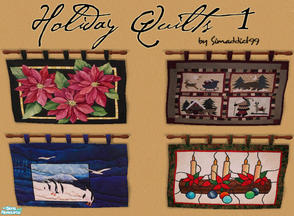 Sims 2 — Holiday Quilts 1 by Simaddict99 — A collection of horizontal holiday quilts for your Sim homes. requires my
