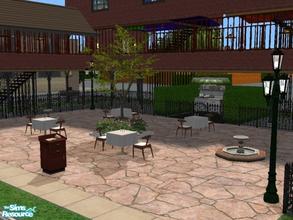 Sims 2 — Plein Air by spladoum — From the French for "outdoors". Courtyard dining surrounded by a coffee shop