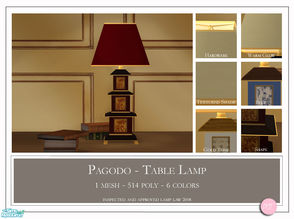 Sims 2 — Pagoda Table Lamp by DOT — Pagoda Table Lamp 1 MESH Plus Recolors. Mix And Match Lamp Shade and Base. Sims 2 by