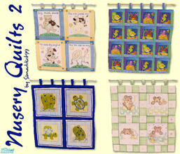 Sims 2 — Nursery Quilts 2 by Simaddict99 — Set of 4 large nursery/children's room quilts. require my Square Tapestry