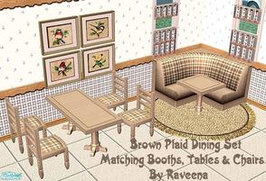 Sims 2 — Brown Plaid Dining Set by Raveena — Matching booth, tables and chairs make this set welcome in any country style
