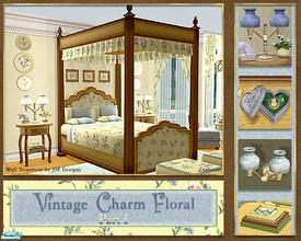 Sims 2 — Vintage Charm Floral by Cashcraft — Vintage Charm Floral Part I, features a sunny floral print and new meshes, 3