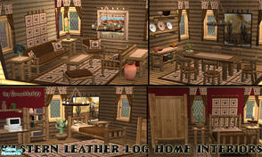 Sims 2 — Western Leather Log Interiors by Simaddict99 — Warm & Cozy Western theme in leather and rustic wood.