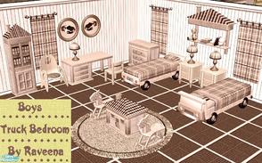 Sims 2 — Brown Truck Bedroom by Raveena — A recolor of Dincer's kids bedroom in cocoa brown. You will need the meshes for