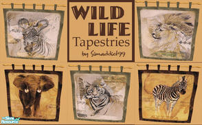 Sims 2 — Wild Life Tapestries by Simaddict99 — Set of 5 wild kingdom animal tapestries. Note: these require my Square