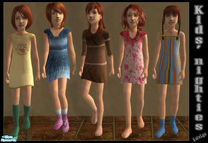 Sims 2 — Kids\' Nighties set by katelys — Includes five simple nighties and one mesh for your little sim girls. They can
