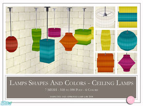 Sims 2 — Lamp Shapes by DOT — Lamp Shapes and Colors. 7 Ceiling Meshes Plus Recolors. Sims 2 by DOT of The Sims Resource.