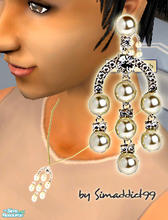 Sims 2 — Pearls & Gold Charm by Simaddict99 — Pearls and Gold, cascading charm. Matching earings can be found in this