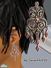 Sims 2 — Copper Earings by Simaddict99 — Copper and gem, chandelier earings. Matching necklace can be found in this set.