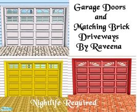 Sims 2 — Garage Doors with Matching Driveway by Raveena — Nightlife garage doors with matching driveways and extensions.