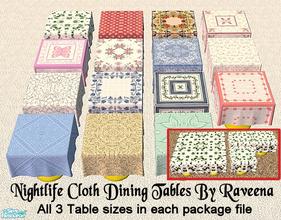Sims 2 — Cloth Dining Tables by Raveena — Lots of colors and textures to choose from. These cloth dining tables come in 3