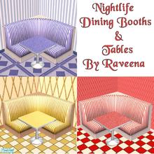 Sims 2 — Nightlife Dining Booths & Tables by Raveena — Have some fun at home with colorful dining booths and matching